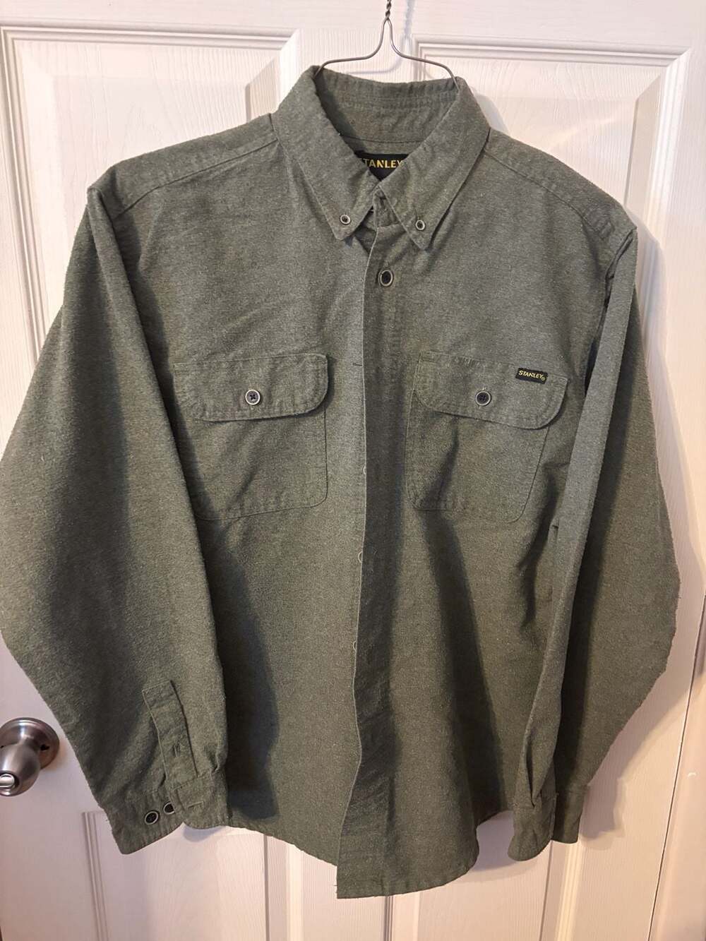 Stanley Men's Green Long Sleeve Button Down Work Shirt Size L